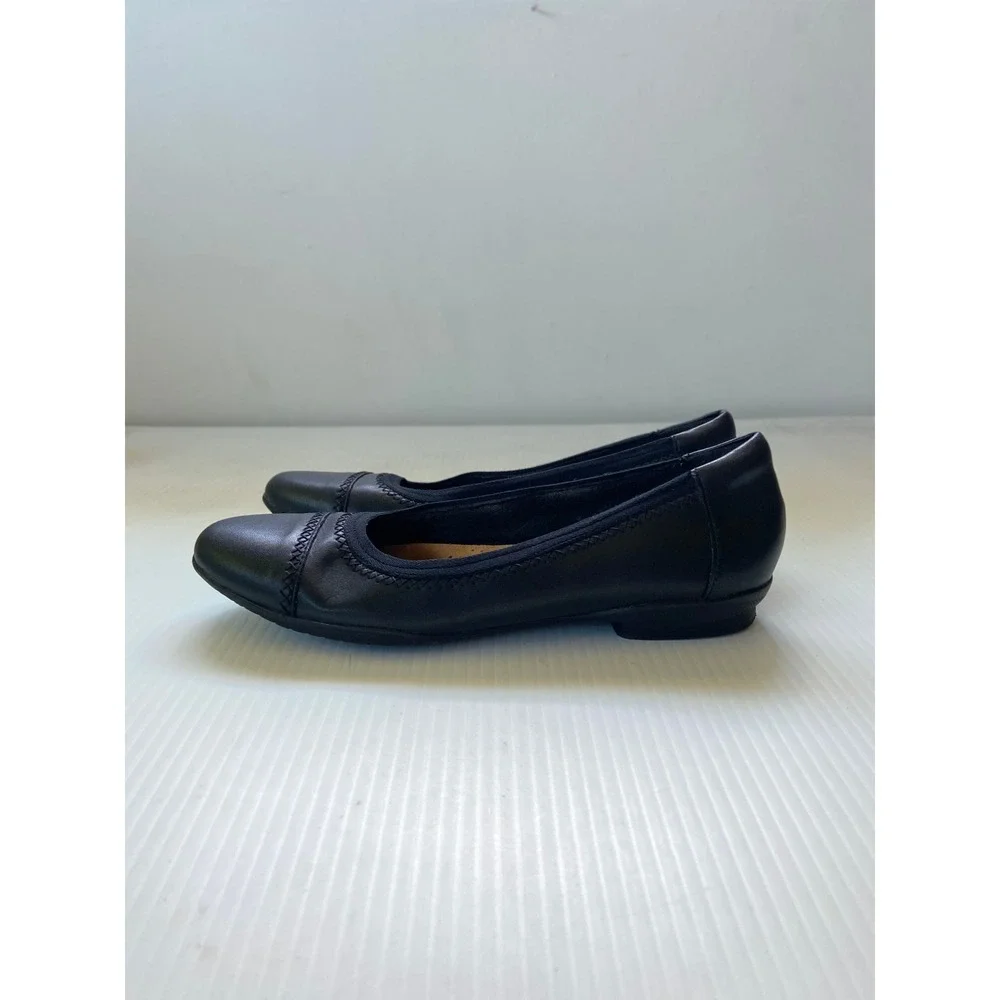 Clarks Sara Bay Ballet Flats Black Leather Womens 9M